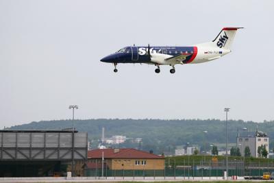 SkyEurope Embraer 120ER landing at Stuttgart (Germany)