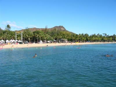 Sunset on the Beach, Waikiki Beach, Diamond Head in background