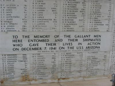 USS Arizona Memorial Names