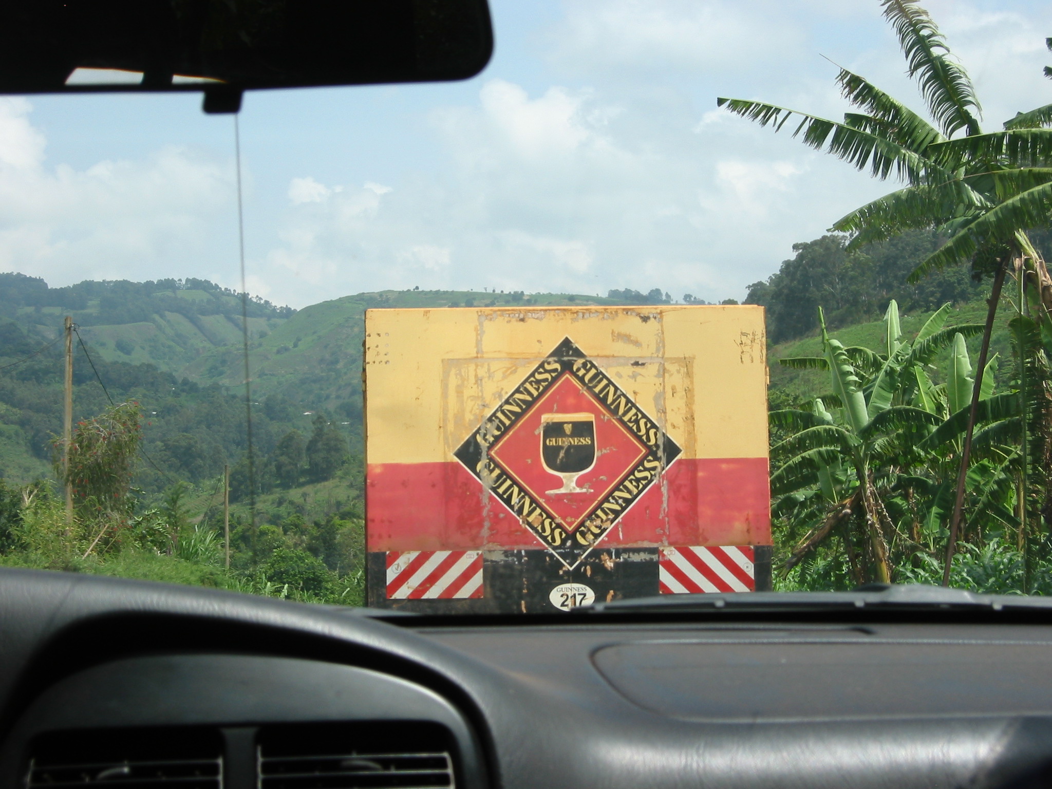 Stuck behind Guinness truck on straight road