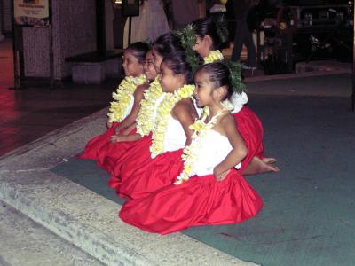 Hula performers taking curtain call