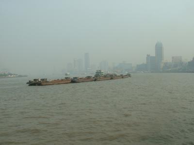 Barges Along the Huangpo River in Shanghai