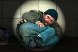 Sleeping homeless man