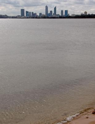 The rivers edge, gently lapping waves