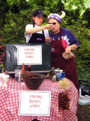 Jamie Langlie taste-tests daughter Nina's Viking Chili
