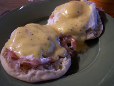 Decadent and worth every calorie-  Chris' eggs benedict