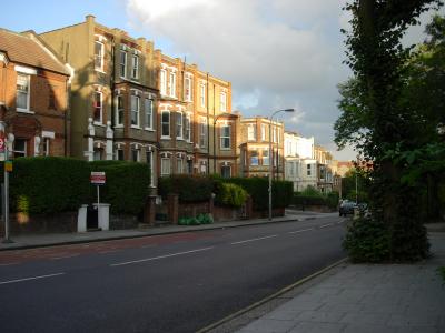 A typical apartment building, or block of flats, as they're called, in our neighbourhood.