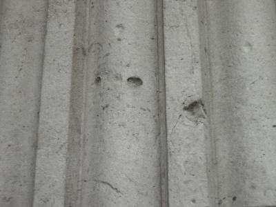 Bullet holes in the GPO's columns from 1916.