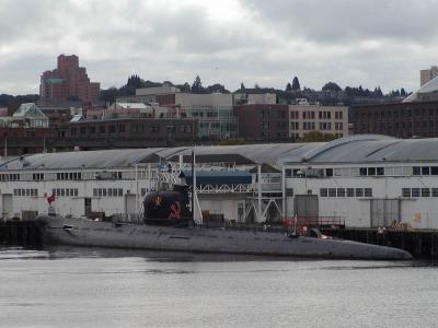 Russian sub next to the ferry