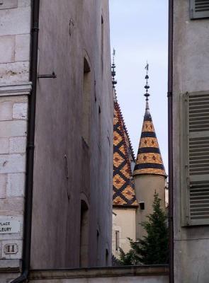 Beaune, in Burgundy, is famous for its multi-colored tile roofs