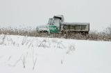 Abandoned truck in winter
