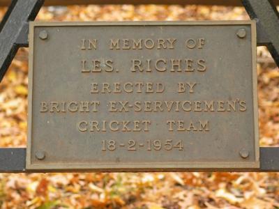 Plaque in memory of the local cricket team