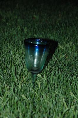 sangria margarita glass glass growing out of the lawn