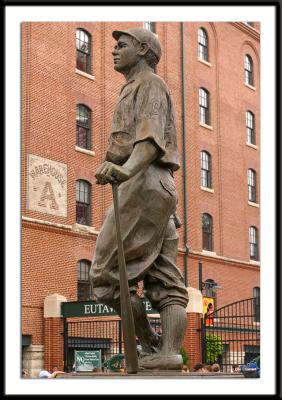 Statue of Babe Ruth just outside the gates of Oriole Park at Camden Yards in Baltimore. The Babe was born just a few miles from this site and became arguably the greatest player of all time. Until he was traded to the Evil Empire.