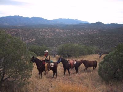 Rob, with Chester, Tevo, and Chief in the Huachuca Mountains