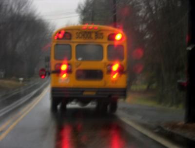 School Bus In The Rain
