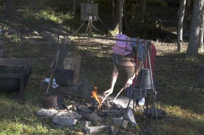 Cooking a meal ot Old Spencer Mill