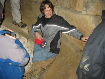 Eric having fun committing acts of desecration (yes, he was inside the sarcophagus!)