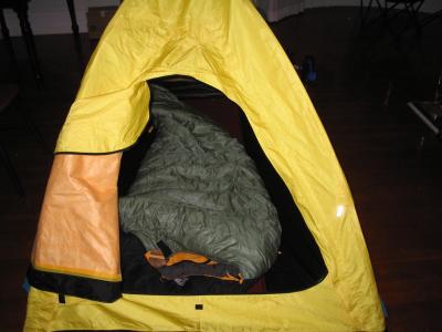 Thermarest Ultralite and a North Face Snowshoe 0 degree
