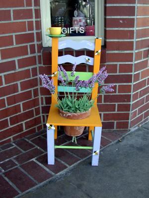 This cheerful chair sits outside a small shop in Ashland.