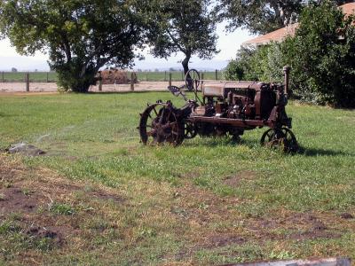 A tractor in a field outside of Medford, Oregon.