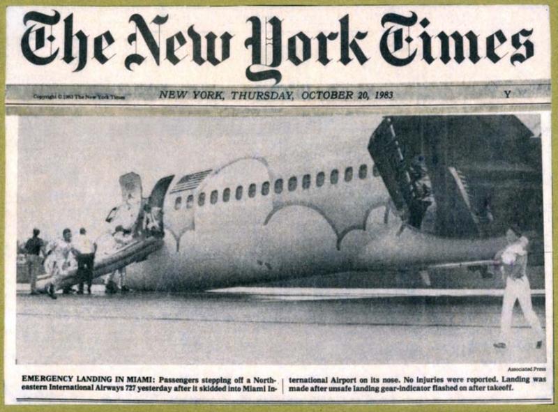 1983 - The New York Times - Northeastern B727-21 N357PA landing incident and evacuation