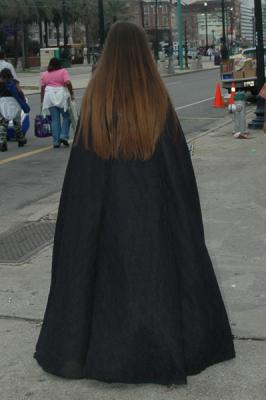 I liked the way her hair looked over the cape