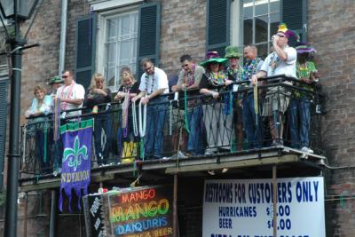 Balcony space is much desired on Mardi Gras