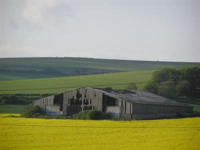 Old barn in field