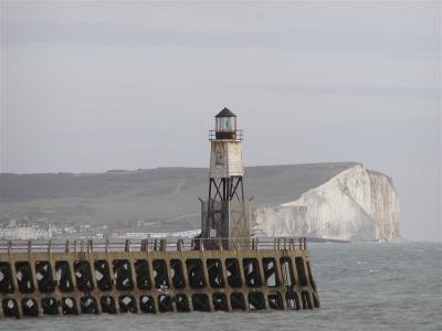 Newhaven harbour entrance and Seaford in background