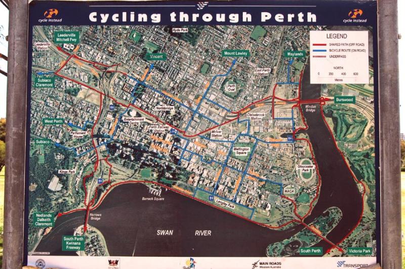Central Perth bike map