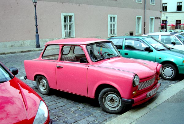 A hot pink East German Trabant, Budapest, 2000
