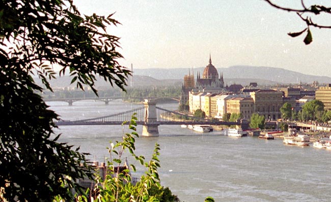 View of Parliament and the Chain Bridge from the St. Gellert Monument
