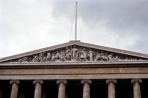 Pediment of the British Museum's Greek Revival façade
