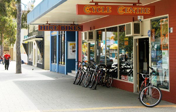 The Cycle Centre on Hay Street, just east of the Mint also rents bikes