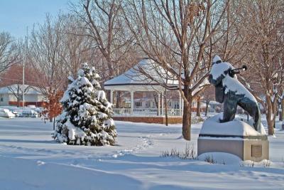 Trumpeter Statue and Carousel