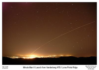 Test launch of Minute Man III  from Vandenberg AFB