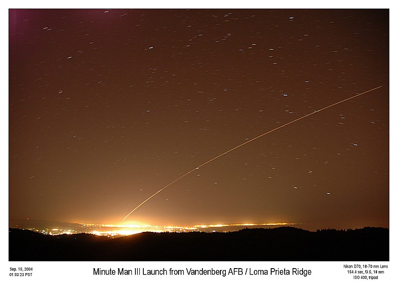 Test launch of Minute Man III  from Vandenberg AFB