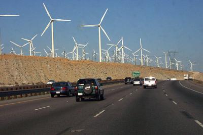windmills from car