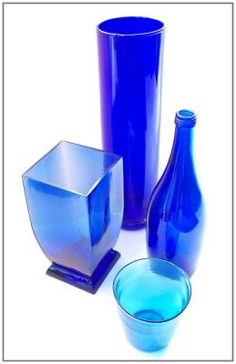 Blauw glas.