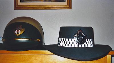 Helmet and Akubra