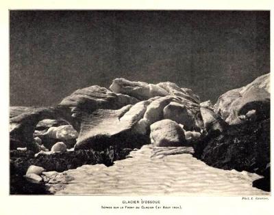 1904 : Sracs sur le front du glacier d'Ossoue