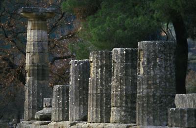 Columns of the temple of Zeus Olympia Greece