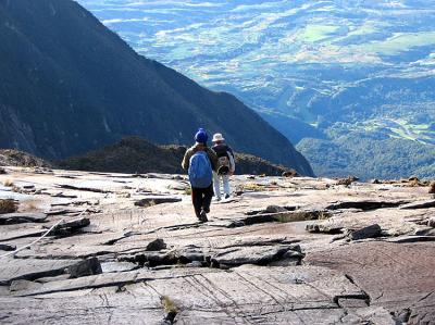 On the way down, looking down