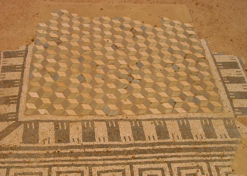 A geometric mosaic at the Hellenistic settlement.