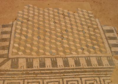 A geometric mosaic at the Hellenistic settlement.
