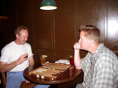 Richard cannot bear to watch the dice roll as John surges to victory