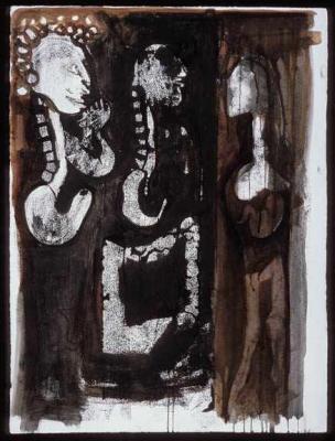 It is a Bitter Pill 2004, embellished monotype, 30x22