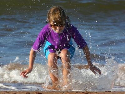 Playing in the surf