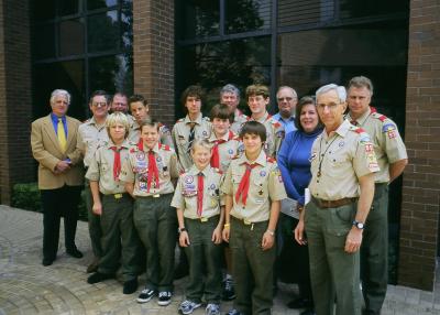 The scouts after the service